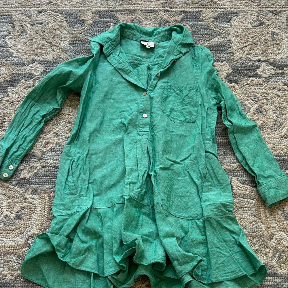 Tuckernuck Green Ruffled Trench Coat